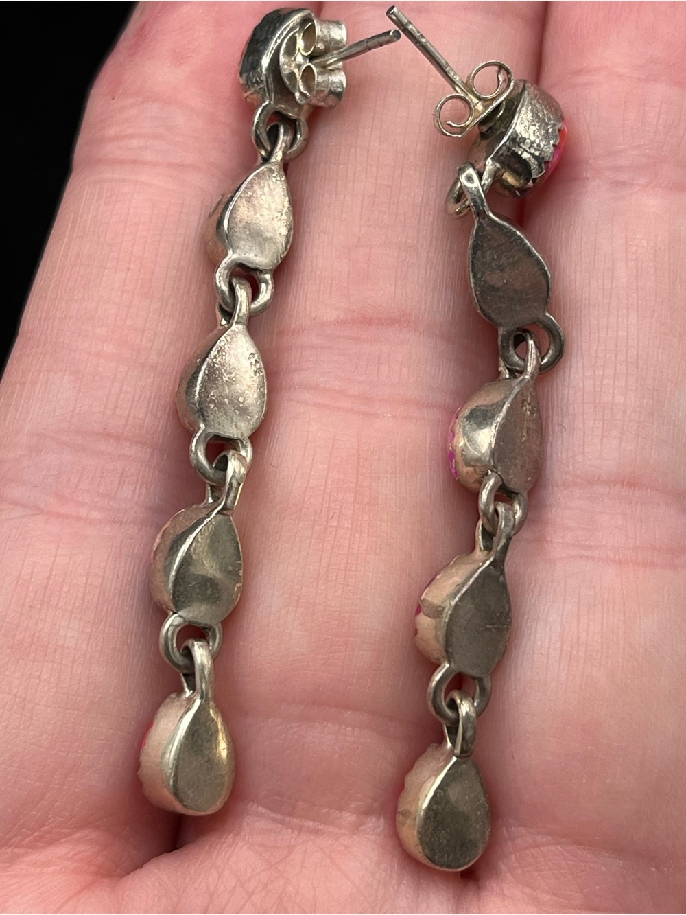 Gorgeous Rose Dahlia 2.25 Inch Sterling Silver Earrings - Picture 5 of 7